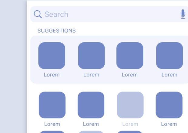 Des suggestions juste sous la recherche évoluant suivant le contexte
