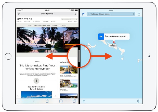 Activation de Split View grâce au séparateur